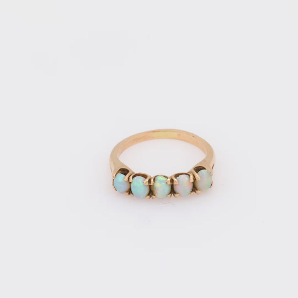 Vintage opal 14k yellow gold five stone ring Jack Weir & Sons