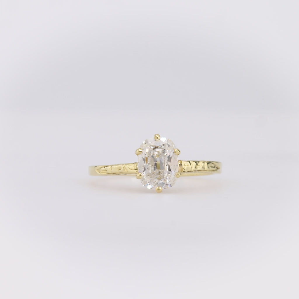 Antique GIA .80 Carat Cushion Cut Diamond 14K Yellow Gold Engagement Ring