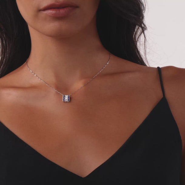 Art Deco sapphire diamond platinum necklace