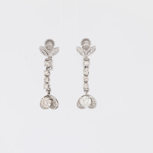 Mid Century Diamond 14K White Gold Earrings Earrings Jack Weir & Sons