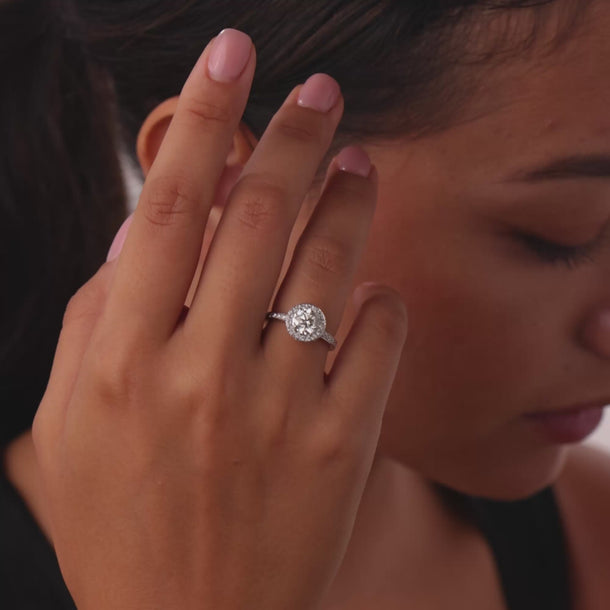 Contemporary GIA 1.06 carat diamond 18k white gold pave engagement ring Rings Jack Weir & Sons