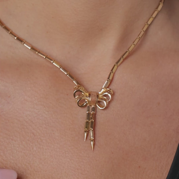 Vintage 18k yellow gold ribbon necklace Necklaces Jack Weir & Sons