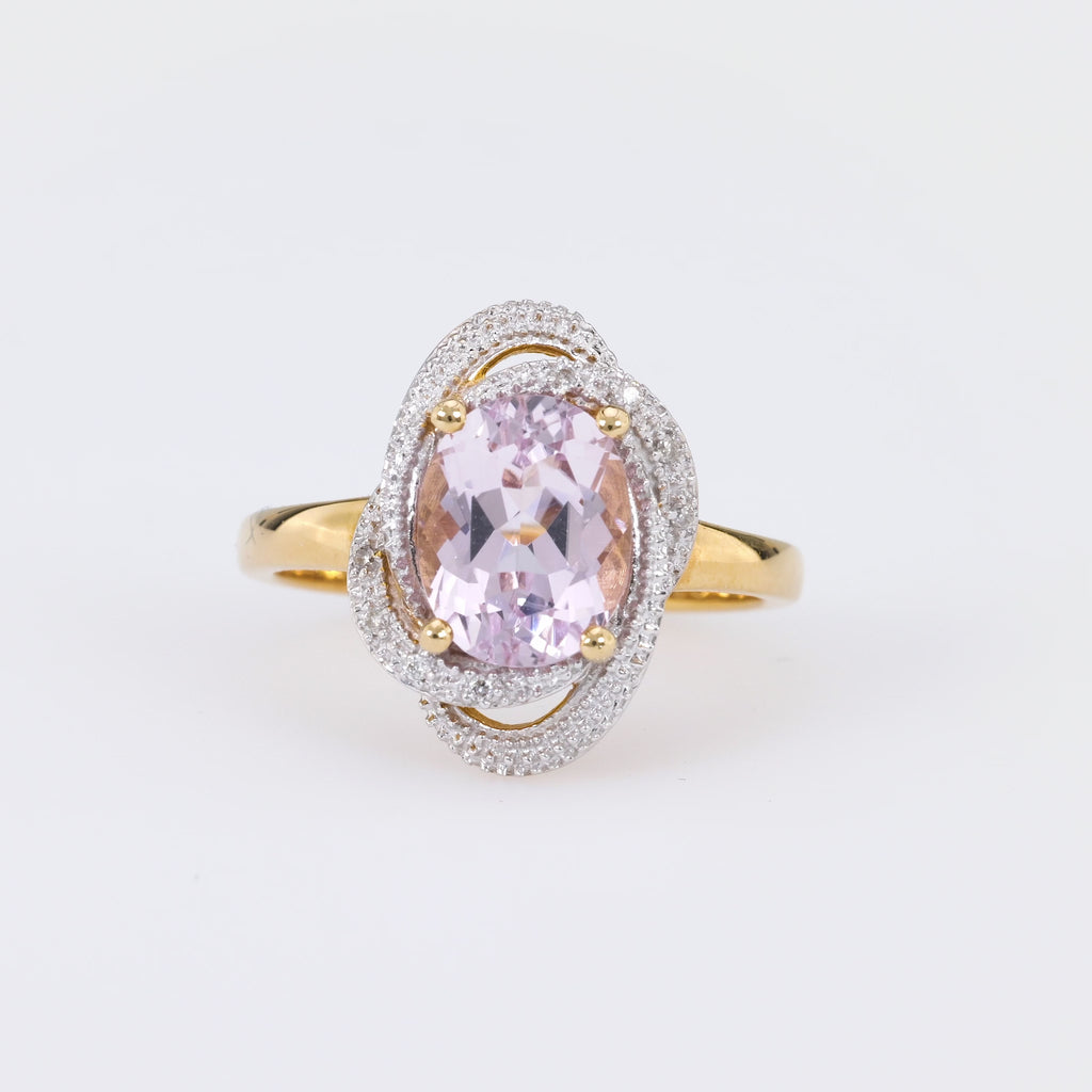 Vintage Kunzite 14K Yellow White Gold Ring