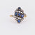 Antique Sapphire Diamond 18K Yellow Gold and Silver Ring