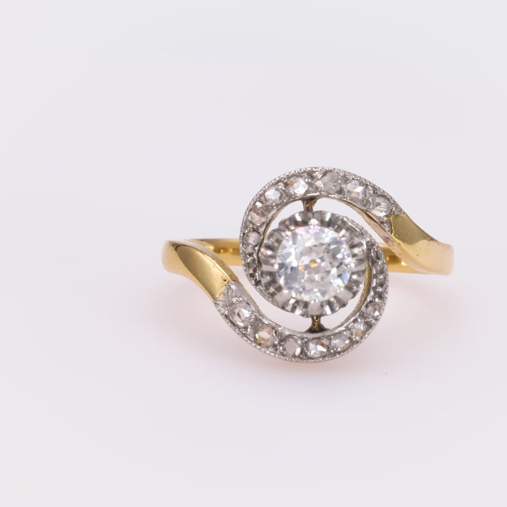 French Art Deco Diamond Yellow Gold Ring