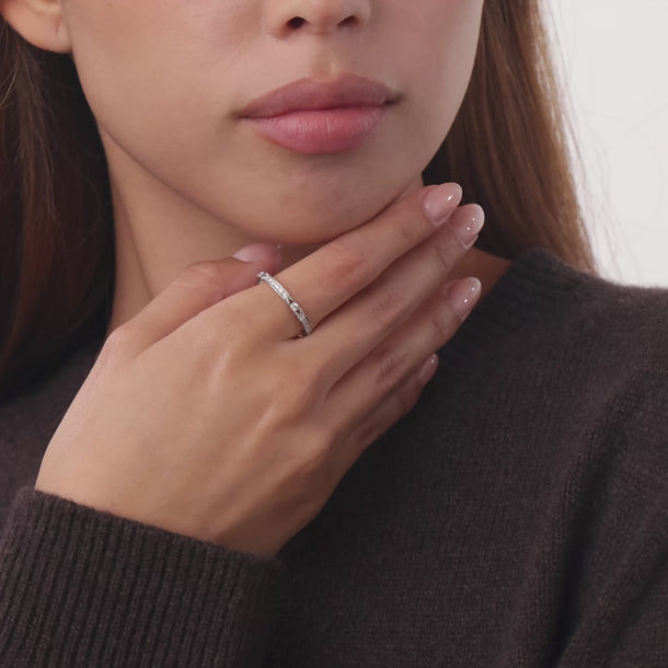 Contemporary diamond platinum eternity band