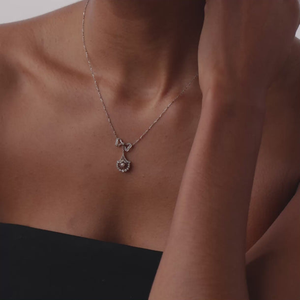 Edwardian pearl diamond 18k and platinum necklace