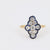 Edwardian Diamond Sapphire 18K Yellow Gold Navette Ring