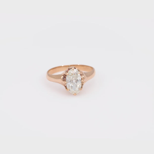 Victorian GIA 1.56 carat old mine cut diamond 10k rose gold engagement ring Jack Weir & Sons