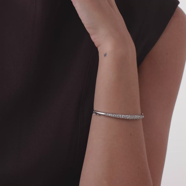 Vintage diamond 14k white gold bangle