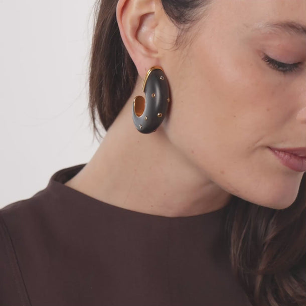 Theo Fennell Vintage gemstone wood 18k yellow gold earrings Earrings Theo Fennell