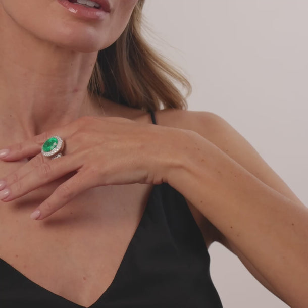 Wempe GIA 10.48 carat Colombian emerald diamond 18k white gold cocktail ring Rings Wempe