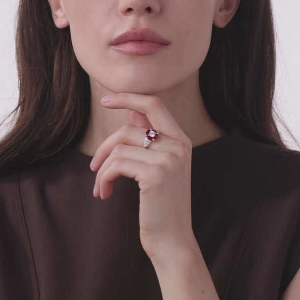 Contemporary diamond ruby 18k white gold ring Rings Jack Weir & Sons