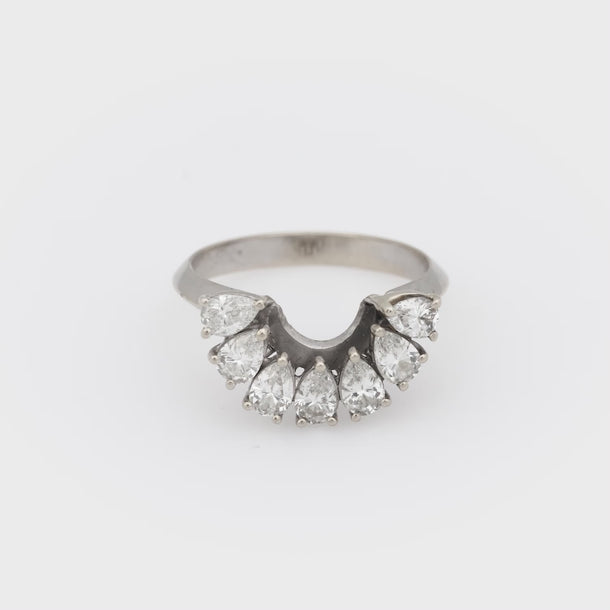 Vintage pear shape diamond 14k white gold wedding stacking band Jack Weir & Sons