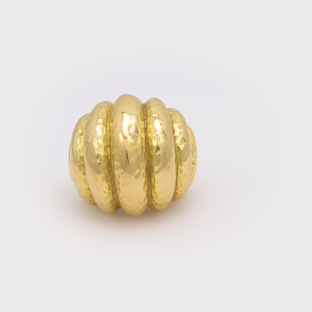 Vintage 18k hammered yellow gold dome ring Jack Weir & Sons