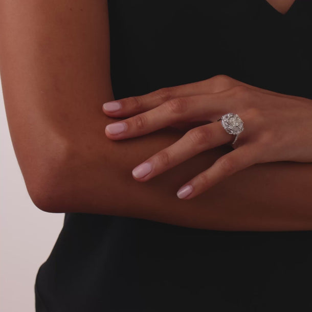 Contemporary GIA 5.63 carat diamond platinum ring