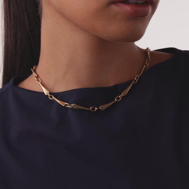 14k yellow gold modernist tapered bar link necklace Necklaces Jack Weir & Sons