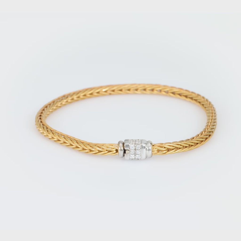 La Pepita Italy diamond 18k matte gold wheat weave bracelet La Pepita