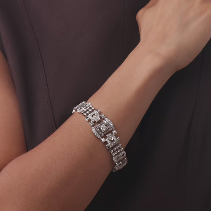 Art Deco 18.00 carat diamond platinum bracelet Bracelets Jack Weir & Sons