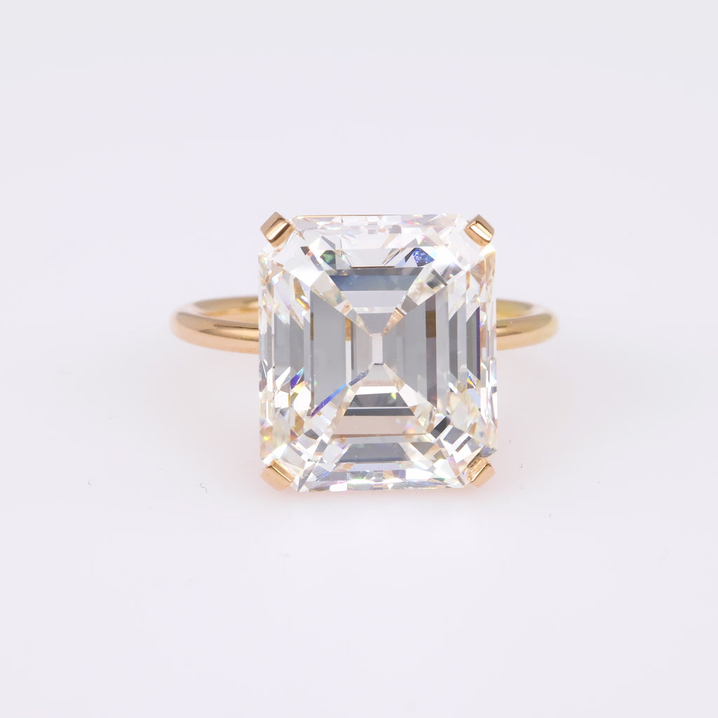 GIA 10.58 Carat Emerald Cut 18K Rose Gold Ring