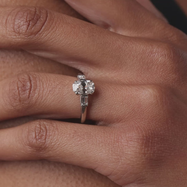 Mid Century GIA 1.52 carat old mine cut diamond platinum engagement ring Rings Jack Weir & Sons