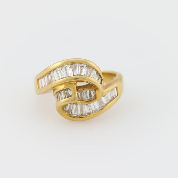 Vintage diamond 18k yellow gold swirl ring Jack Weir & Sons