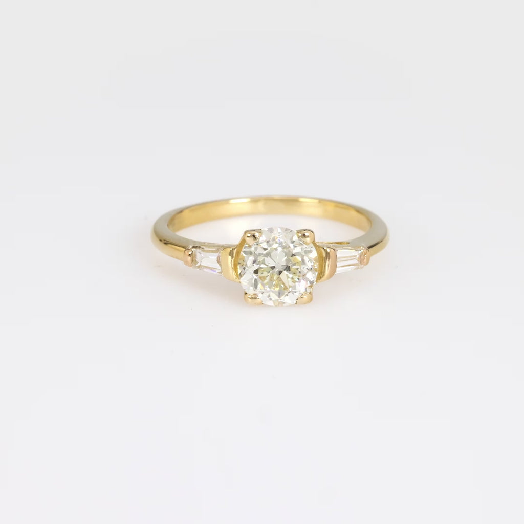 French GIA 1.01 round brilliant cut diamond 18k yellow gold engagement ring Jack Weir & Sons