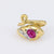 Vintage Ruby Diamond 18k Yellow Gold Snake Ring