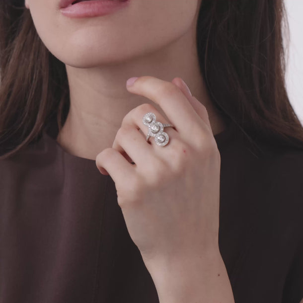 Art Deco style 1.50 carat old European cut diamond platinum navette ring Rings Jack Weir & Sons