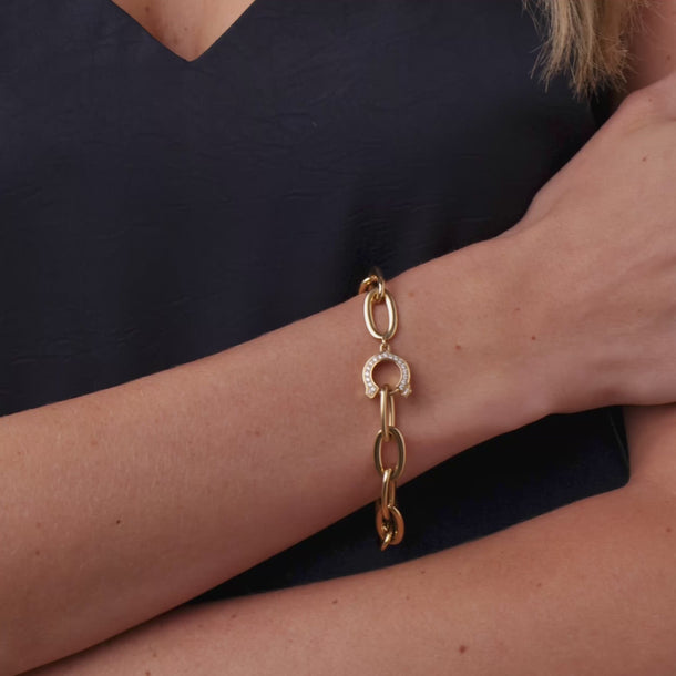 Cartier diamond 18k yellow gold link bracelet
