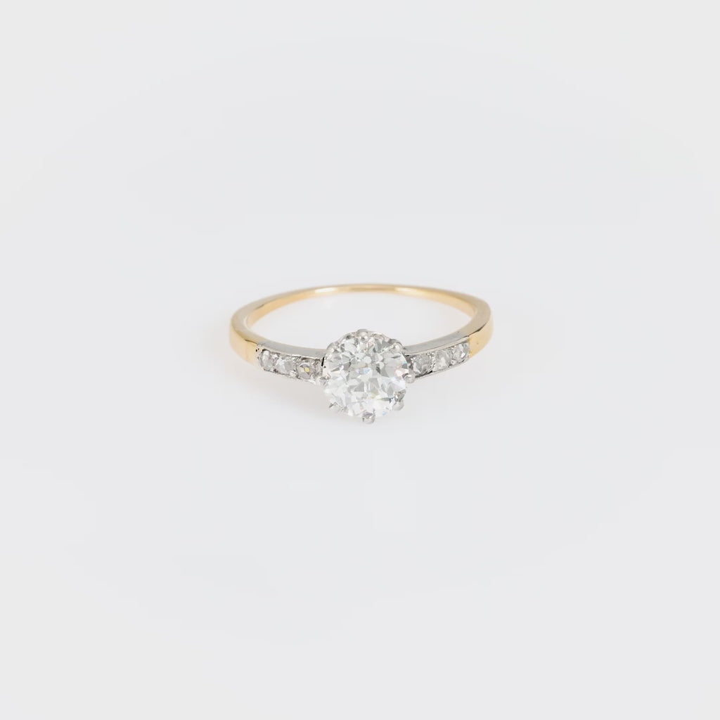 French GIA 1.19 carat round brilliant diamond 18k yellow gold engagement ring Jack Weir & Sons