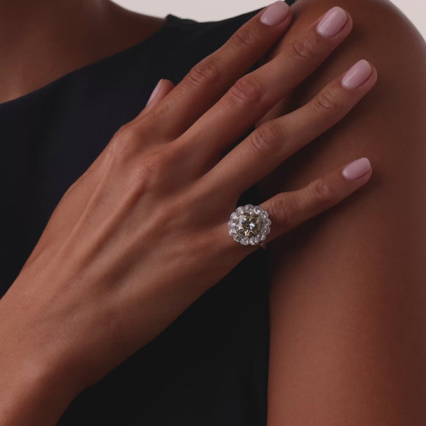 Chaumet Paris GIA 3.81 carat diamond platinum cluster ring Rings Chaumet