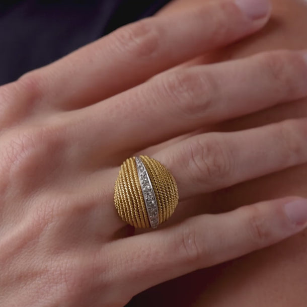 Vintage diamond 18k yellow gold dome ring Rings Jack Weir & Sons