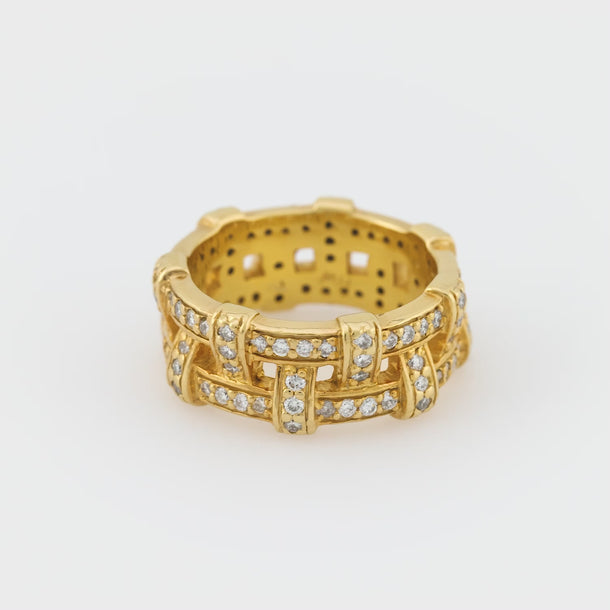 Vintage 2 carat total weight diamond 14k yellow gold band Jack Weir & Sons