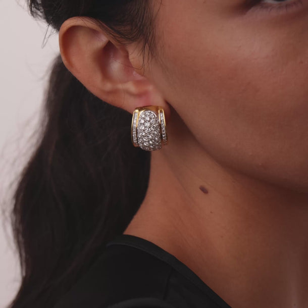 Vintage 4.80 carat diamond 18k yellow gold earrings