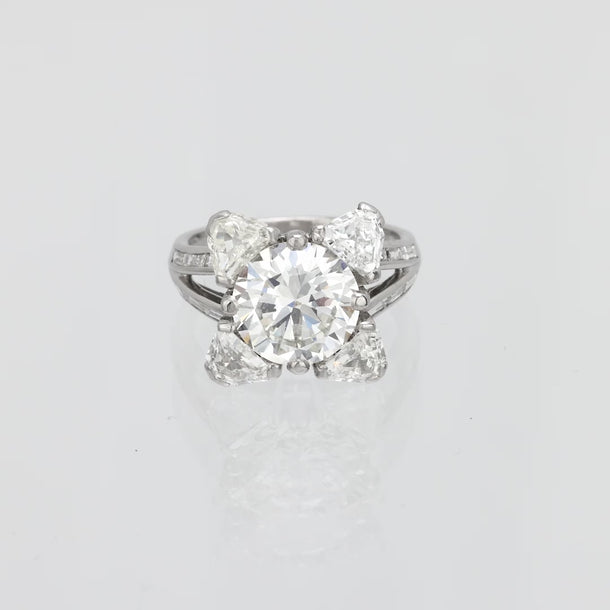 Mauboussin Paris 4.24 carat old European cut diamond platinum ring