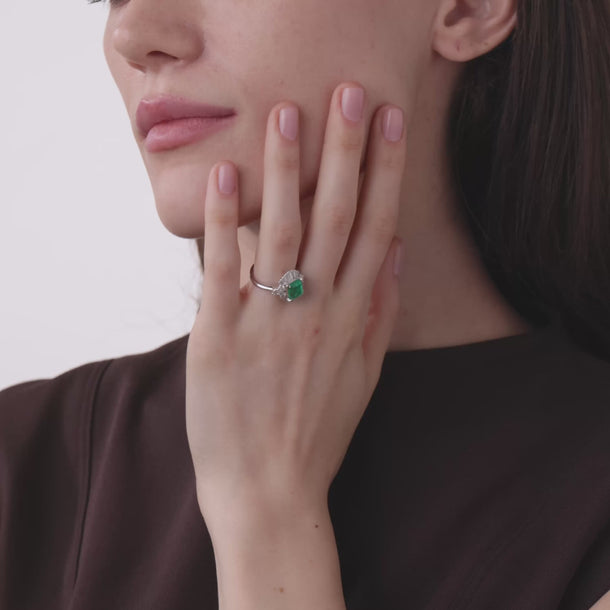 Vintage GIA 1.73 carat Colombian emerald diamond platinum ring Rings Jack Weir & Sons