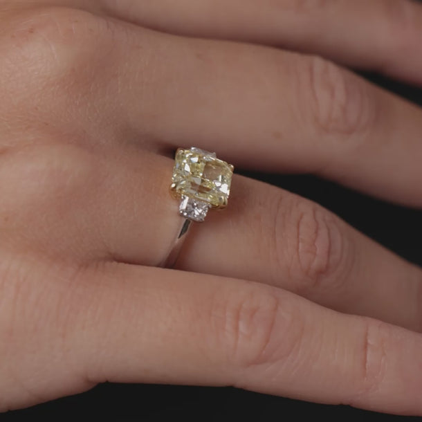 GIA 3.50 carat fancy yellow VVS1 diamond platinum engagement ring Rings Jack Weir & Sons