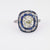 Art Deco Inspired 2.24 Carat Old Mine Diamond Sapphire Platinum Dinner Ring