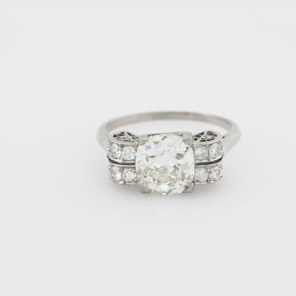Art Deco GIA 2.37 carat diamond platinum engagement ring Jack Weir & Sons
