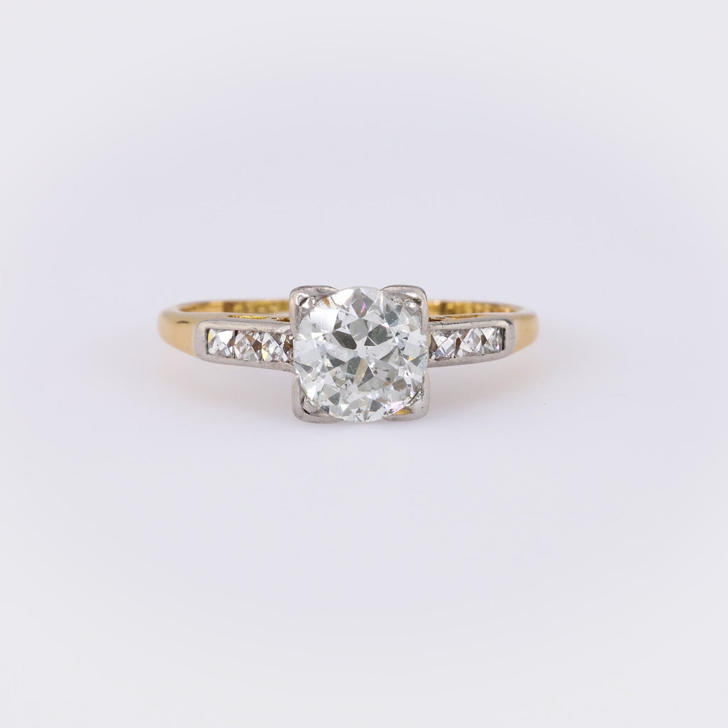 Edwardian English Diamond 18K Yellow Gold Engagement Ring