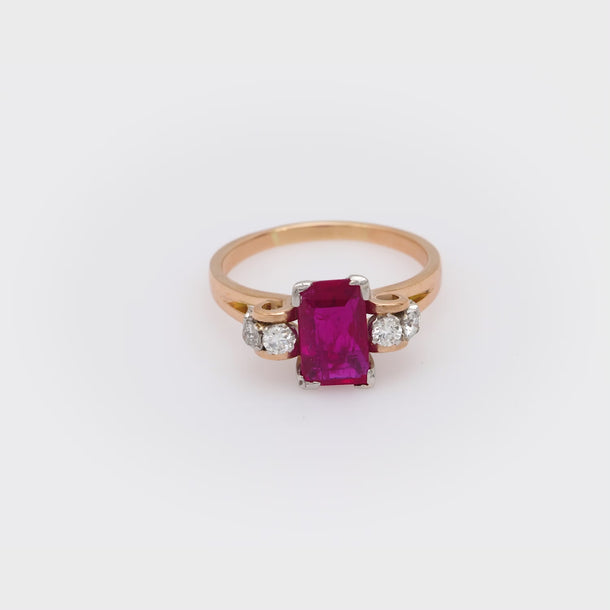 Retro GIA 2.22 carat no heat ruby diamond 18k ring Jack Weir & Sons
