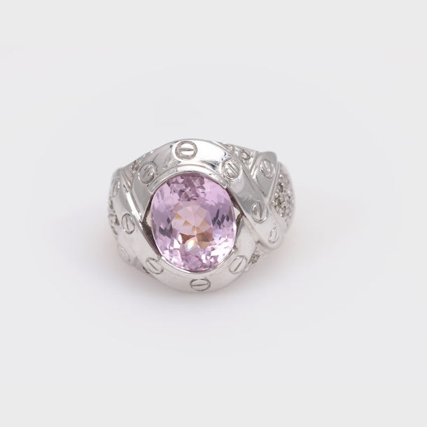 Vintage 4.15 carat morganite 14k white and yellow gold cocktail ring Jack Weir & Sons