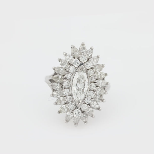 Mid Century 4.30 carat total weight diamond platinum cocktail ring Jack Weir & Sons