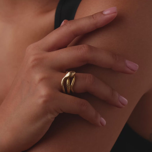 Victorian 14k yellow gold snake ring