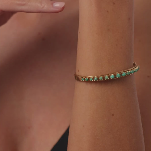 Vintage turquoise 14k yellow gold bangle Bracelets Jack Weir & Sons