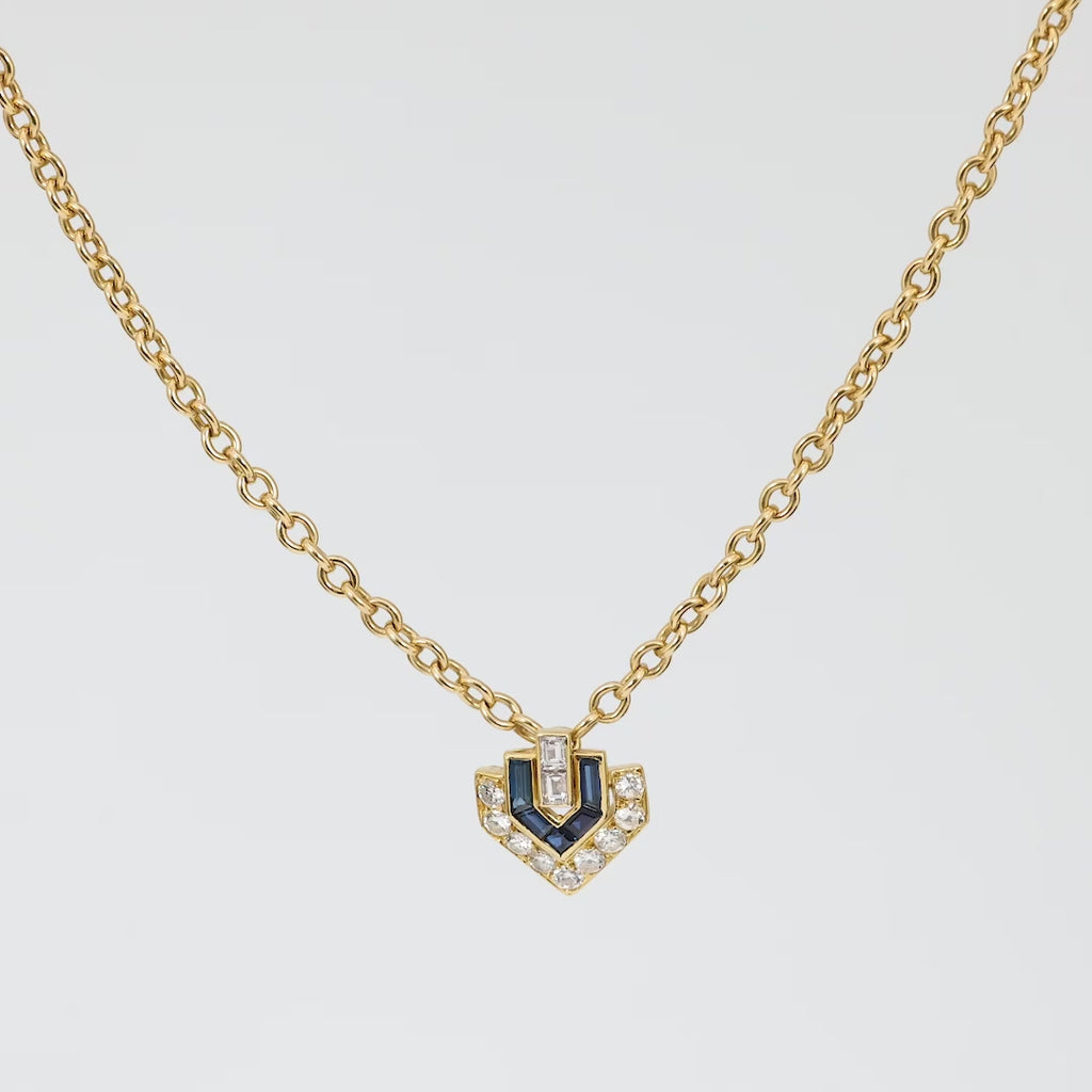 Cartier Paris diamond sapphire 18k yellow gold necklace Cartier