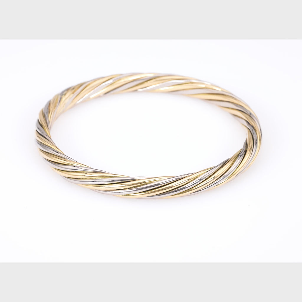 Vintage Van Cleef & Arpels 18K Two Tone Gold Twisted Rope Bangle