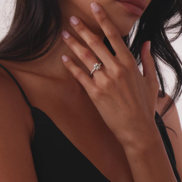 Contemporary GIA 2.18 carat fancy color diamond 18k white gold engagement ring