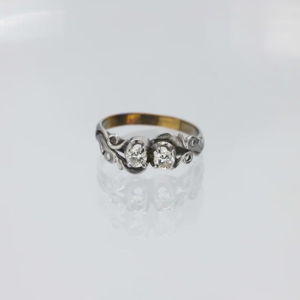Vintage 2 stone diamond silver ring Jack Weir & Sons